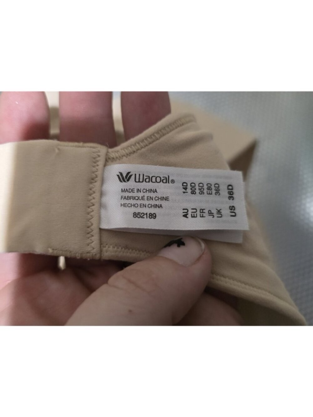 Wacoal 852189 Nude Wireless T-shirt Bra Women's Size 36D - Picture 3 of 3